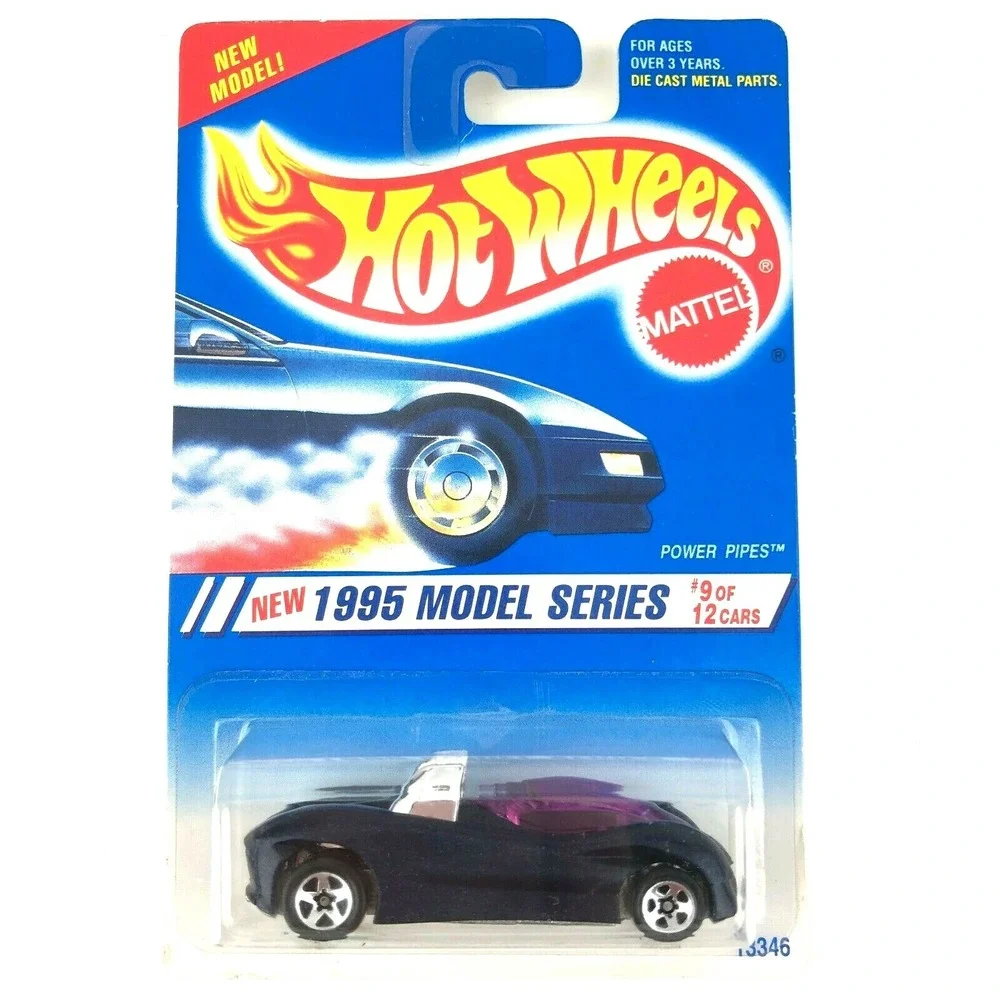 Hot Wheels 1995 Models Series POWER PIPES Car Dark Blue Die Cast 1/64 Scale #349